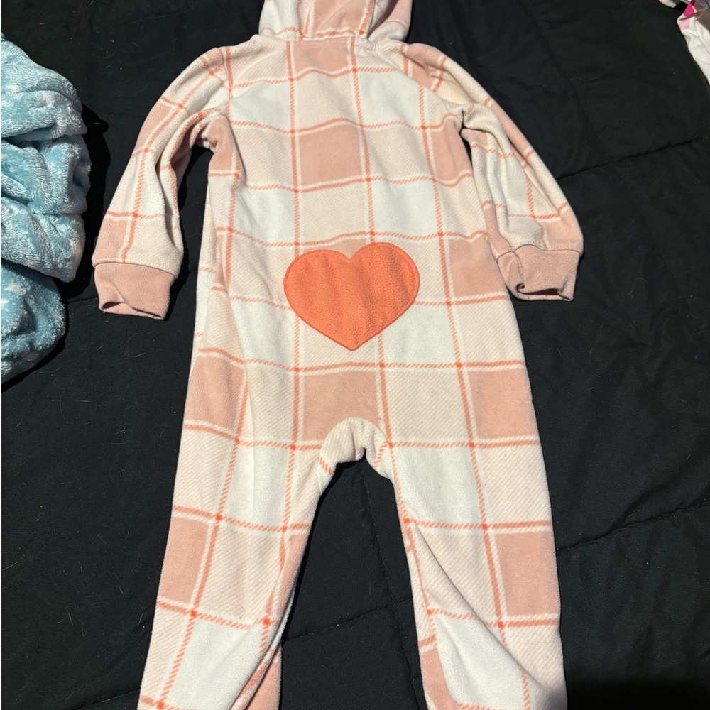 Carter's Peach Plaid Hooded Onesie